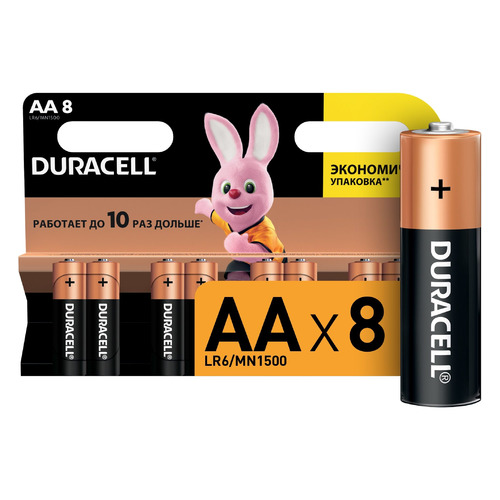 AA Батарейка Duracell Basic LR6-8BL MN1500, 8 шт.