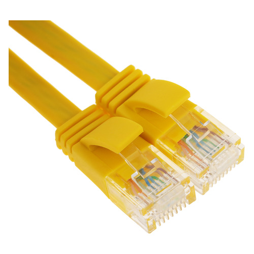 Патч-корд Flat литой (molded), cat.5E, 7.5м, 1 шт, желтый, плоский (flat)