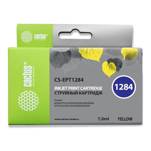 Картридж Cactus CS-EPT1284, желтый / CS-EPT1284