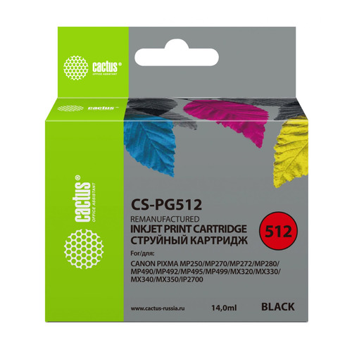 Картридж Cactus CS-PG512, черный / CS-PG512