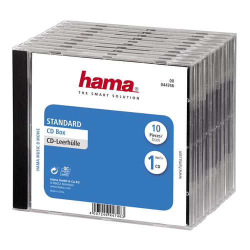 Конверты, коробки, портмоне Коробка HAMA H-44746 Jewel Case, 10шт., прозрачный [00044746]