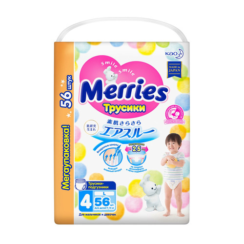 Подгузники и трусики  Ситилинк Merries трусики Large, 9-14 кг, 4 размер, 56 шт.