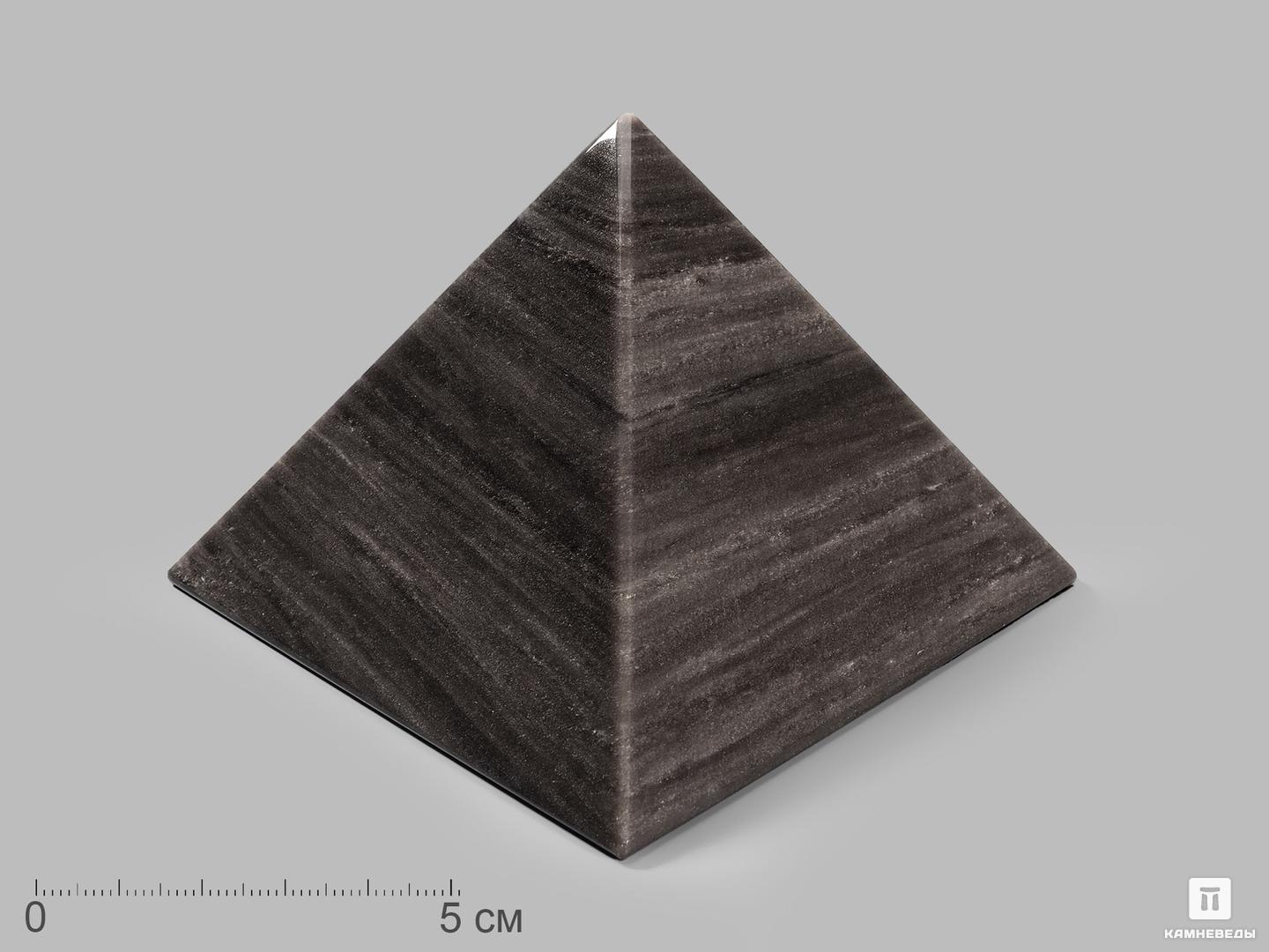 Пирамида из серебристого обсидиана, 10х10х7,5 см
