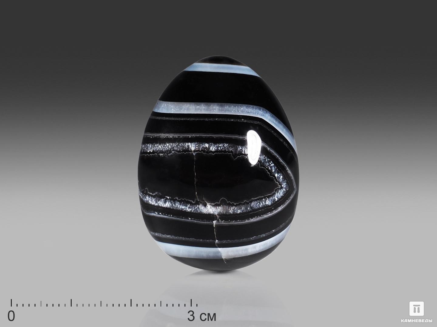 Яйцо из чёрного агата (чёрного оникса), 4х3 см