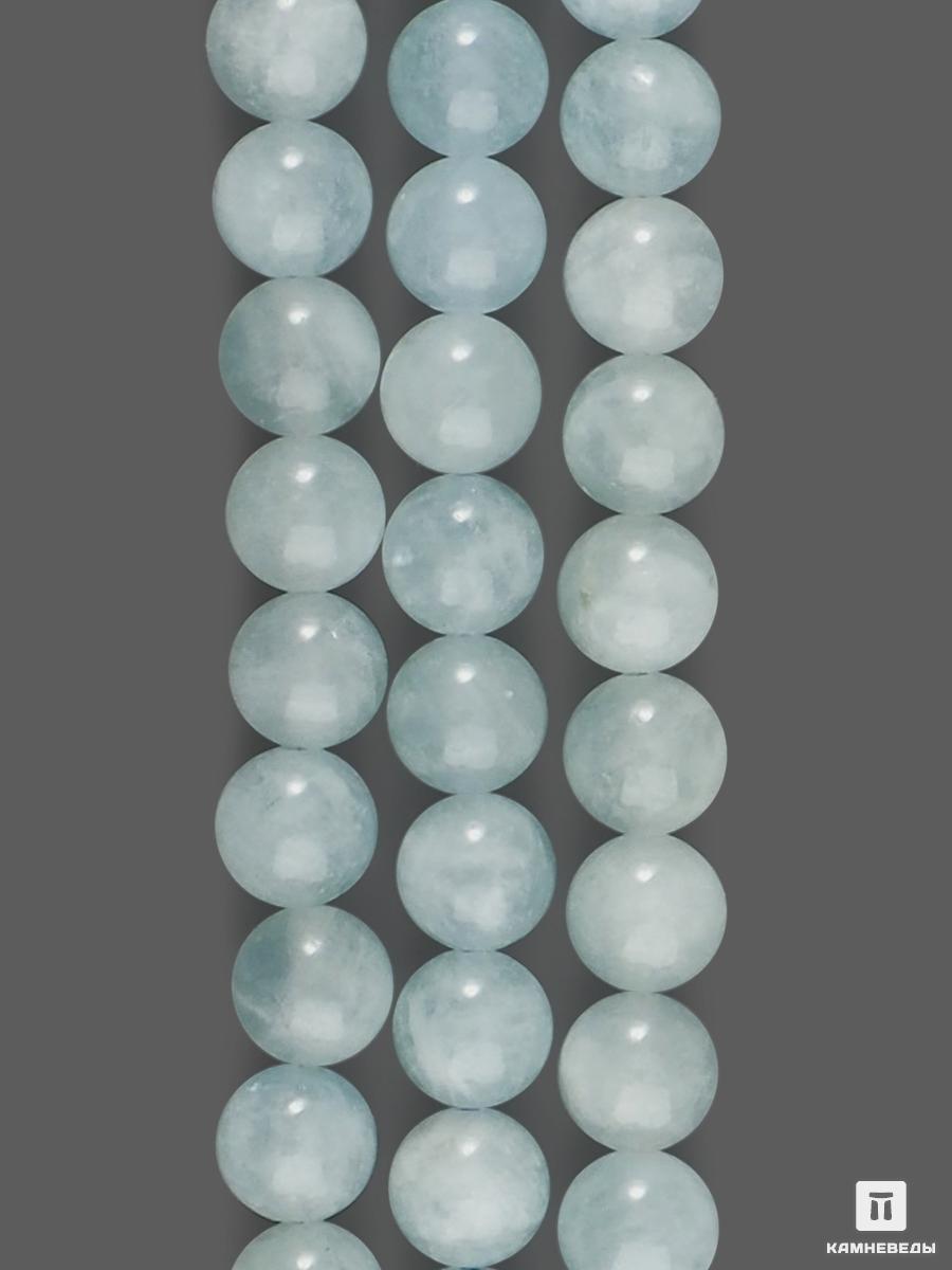 Бусины из камней  Камневеды Бусины из аквамарина (голубого берилла), 58-62 шт. на нитке, 6-7 мм