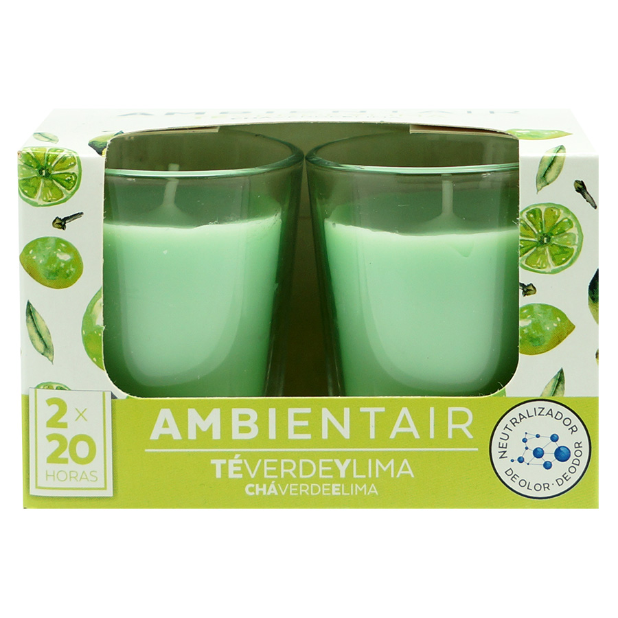 Ambientair Набор из 2 ароматических свечей Зеленый чай и лайм 20 ч