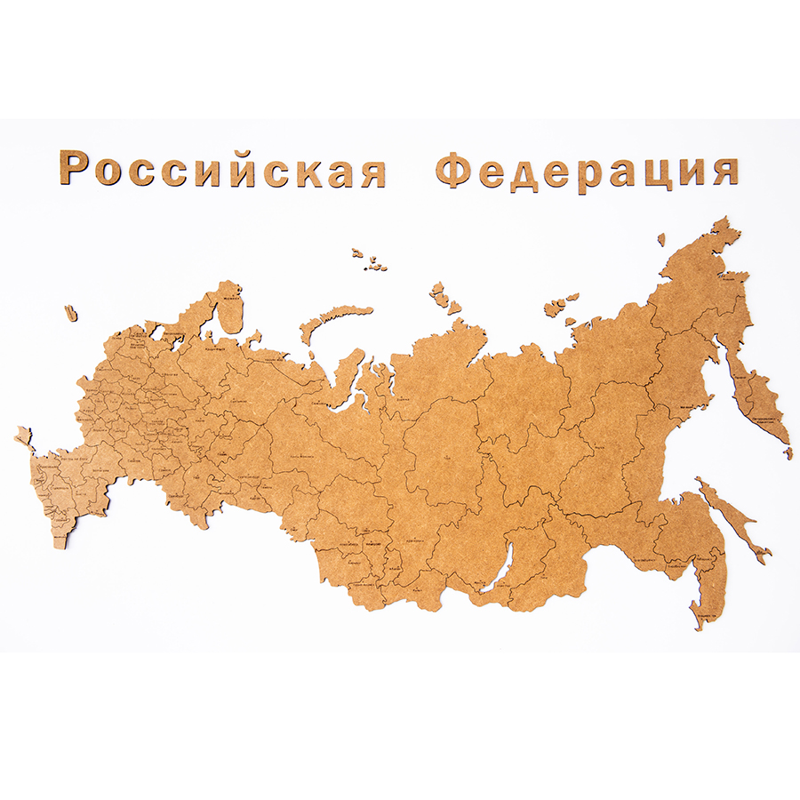 Mimi Карта-пазл wall decoration Российская Федерация с городами, 98х53 см коричневая