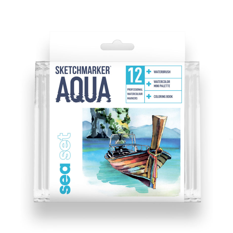 Набор акварельных маркеров SKETCHMARKER Aqua Pro Sea Set 12 цв
