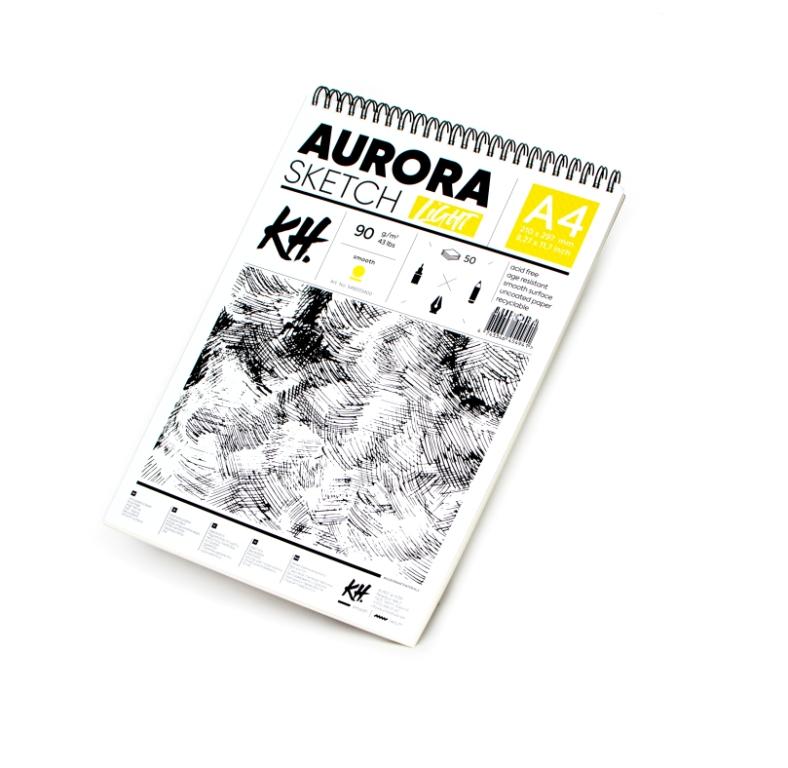 Скетчбук для набросков на спирали Aurora Light А4 50 л 90 г