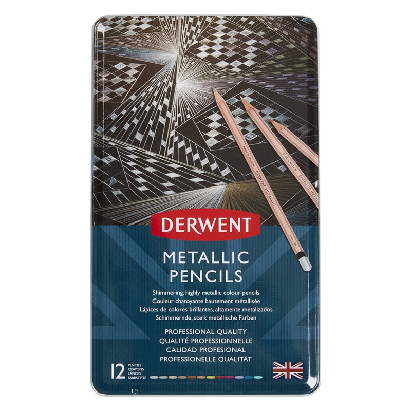 Набор карандашей цветных Derwent Metallic 12 цв в метал кор