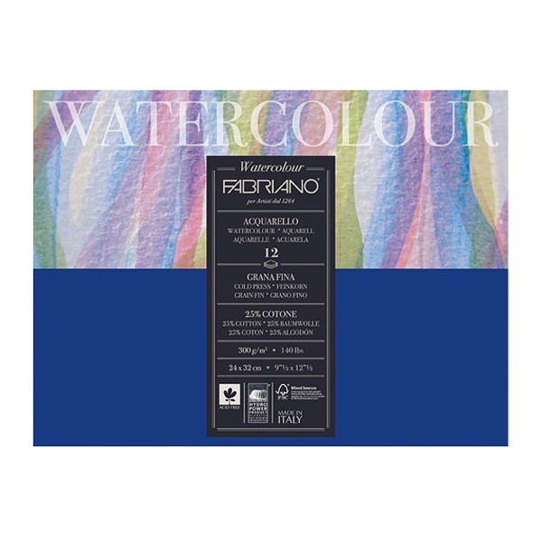Блокнот-склейка для акварели Fabriano Watercolour Studio 36x48 см 12 л 300 г