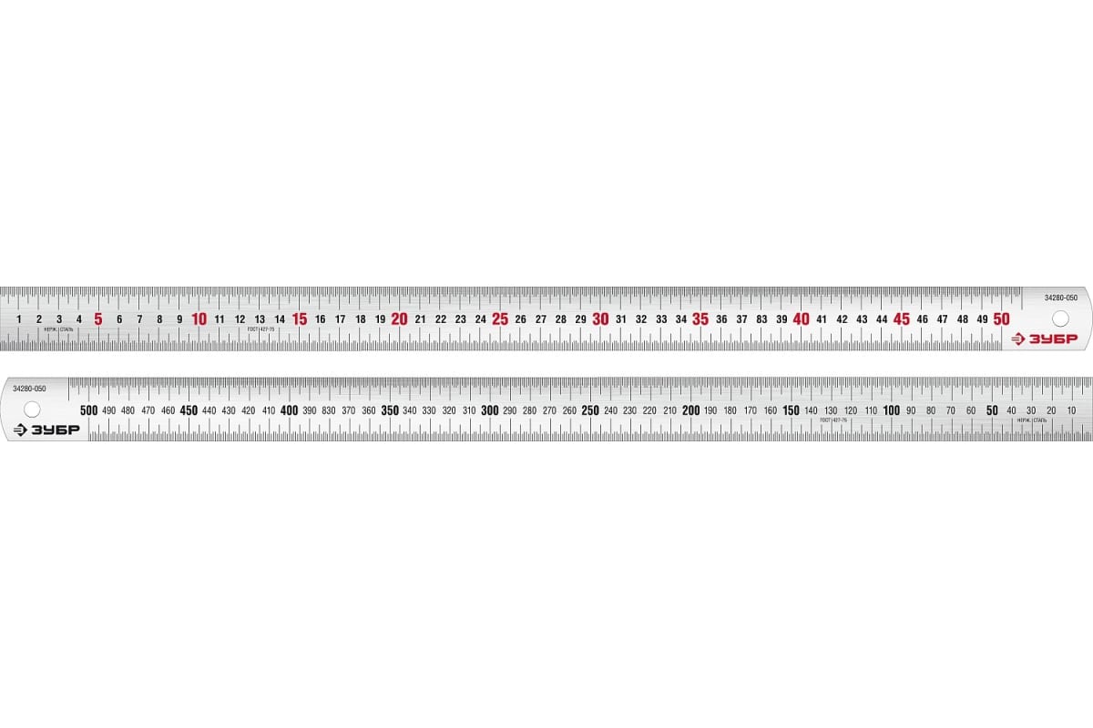 Линейка нержавеющая усиленная ЗУБР Про-50, длина 0,50 м