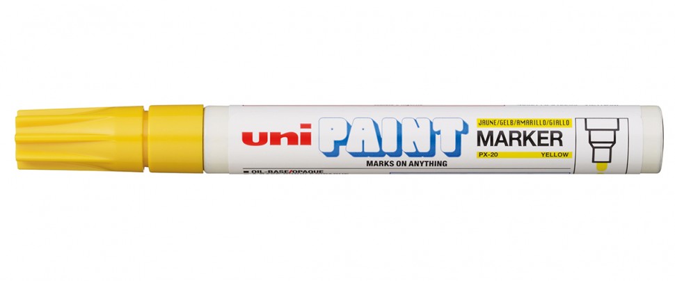 Маркер-краска Uni Paint PX-20, 2,2-2,8 мм, алюминиевый корпус, желтый