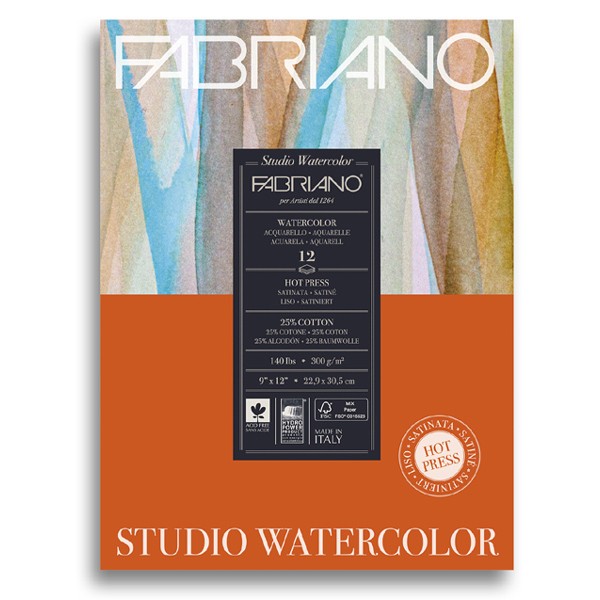 Альбом-склейка для акварели Fabriano Watercolour studio Сатин 22,9x30,5 см 12 л 300 г