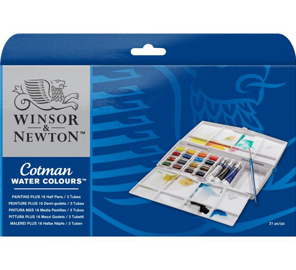  Набор акварели Winsor&Newton Cotman 16 мал кювет + 3 тюб*8 мл + кисть в пласт кор