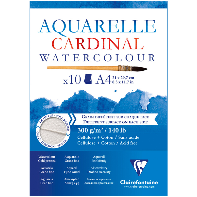 Альбом-склейка для акварели Clairefontaine Cardinal Torchon А4 10 л 300 г, 30% хлопок