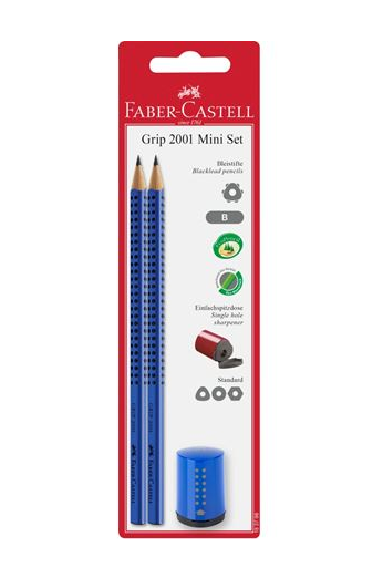 Набор карандашей чернографитных Faber-castell GRIP 2001 твердость B, красный/синий + точилка