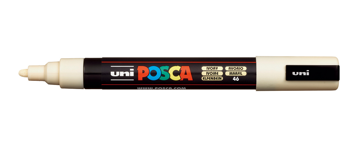 Маркер UNI POSCA PC-5M, 1,8-2,5 мм, наконечник пулевидный, цвет слоновая кость