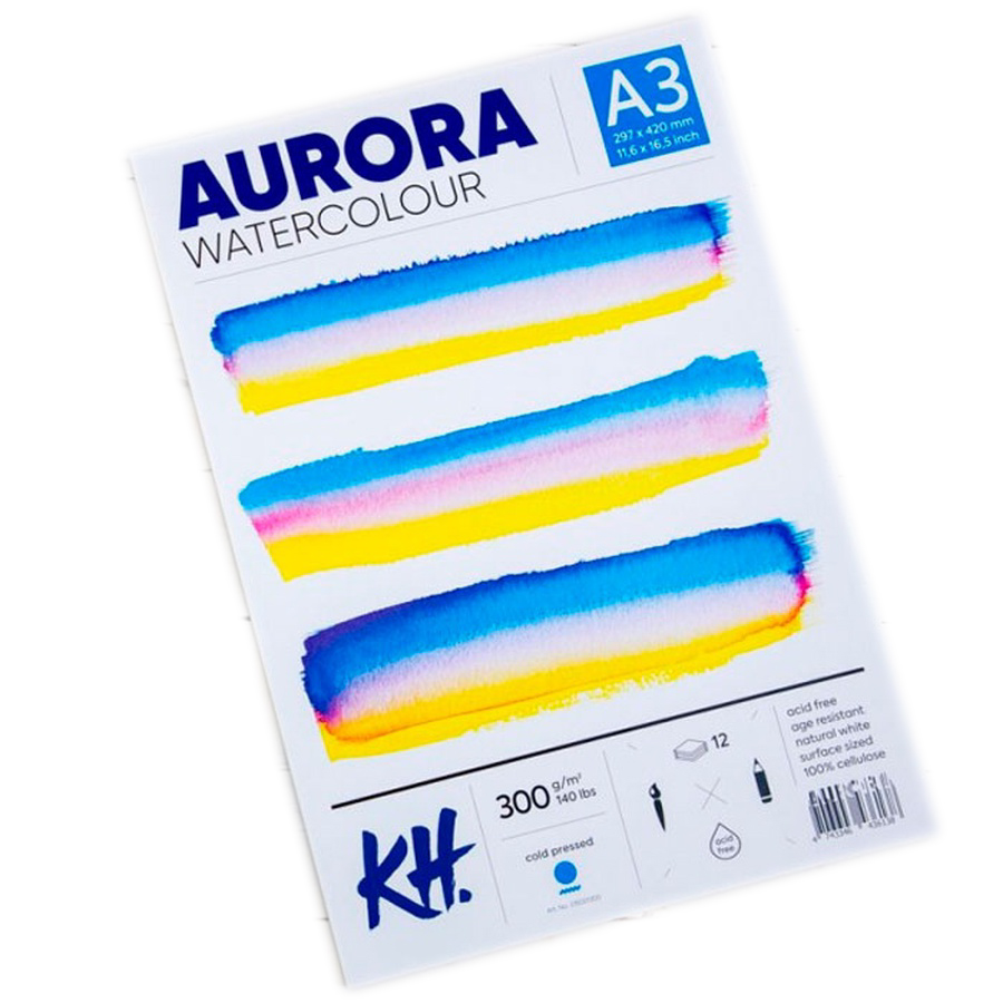 Альбом-склейка для акварели Aurora Cold А3 12 л 300 г 100% целлюлоза