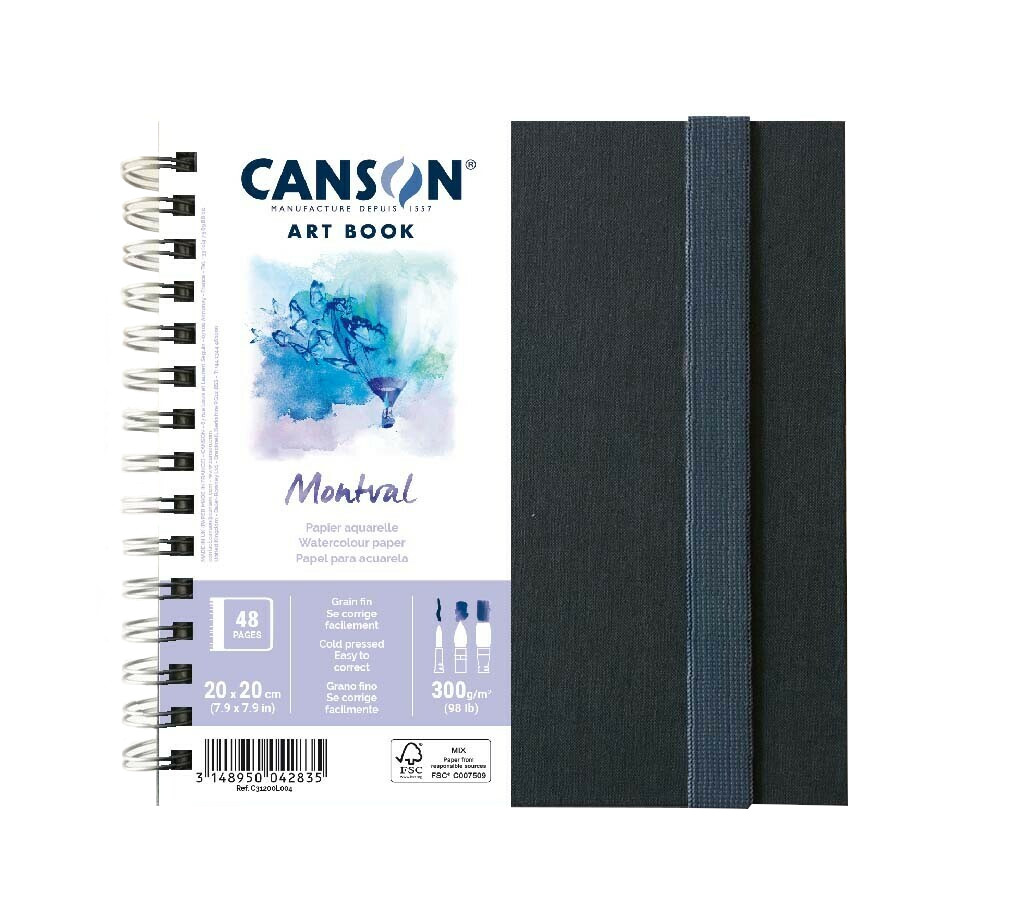 Скетчбук для акварели бумага Montval Canson ART BOOK 20*20 см 24 л 300 г
