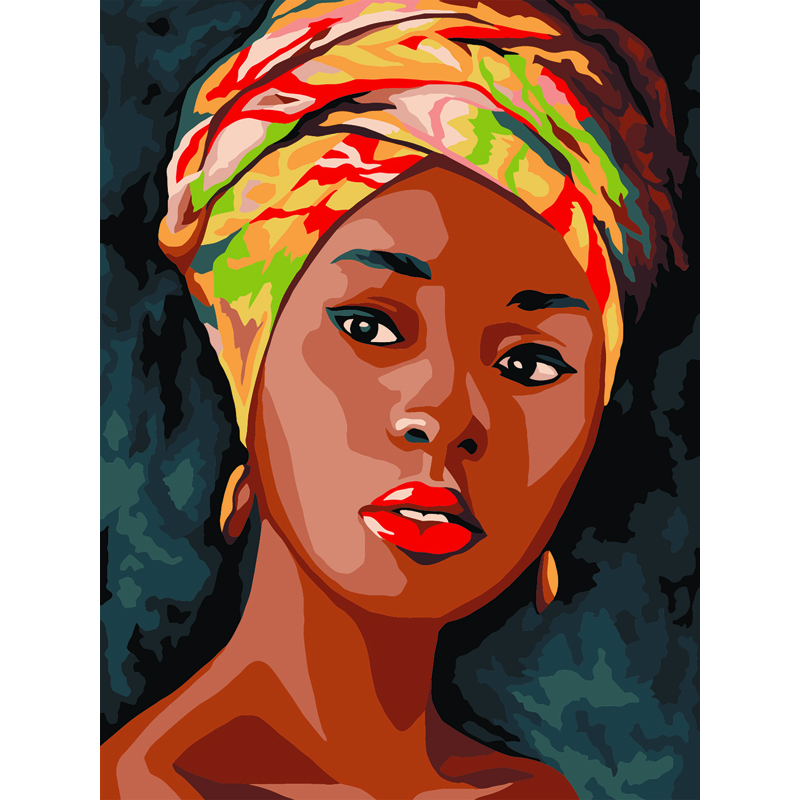 Картина по номерам на холсте ТРИ СОВЫ Африканская женщина, 30х40 см, с акриловыми красками и кистя