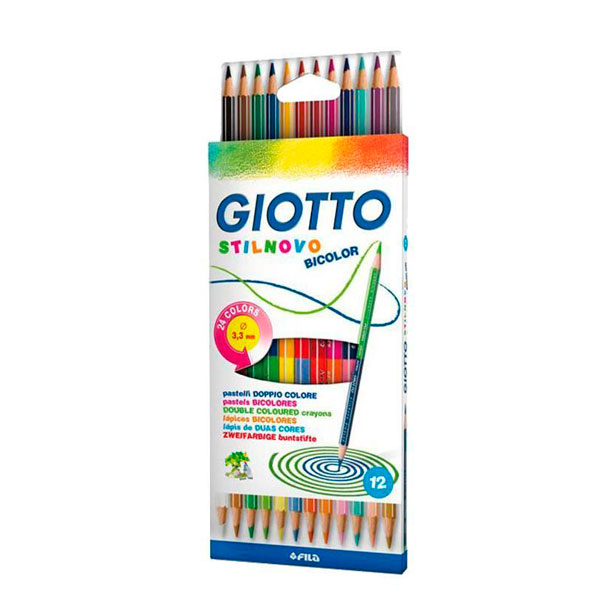 Набор карандашей цветных гексогональных, двусто Fila Giotto Stilnovo Bicolor Ast 24 цв 12 шт