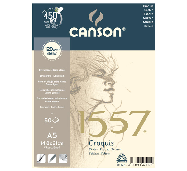 Альбом для набросков на спирали Canson 1557 14,8*21 см 50 л 120 г