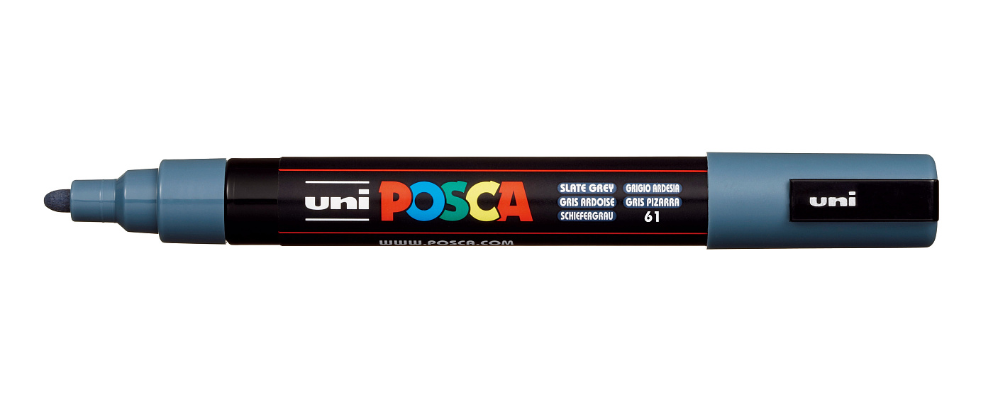 Маркер UNI POSCA PC-5M, 1,8-2,5 мм, наконечник пулевидный, цвет сине-серый