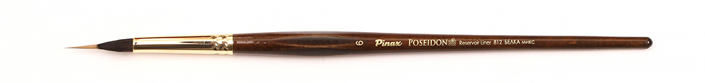 Кисть белка микс/имитация колонка №6 лайнер с резервуаром Pinax Poseidon 812 короткая ручка
