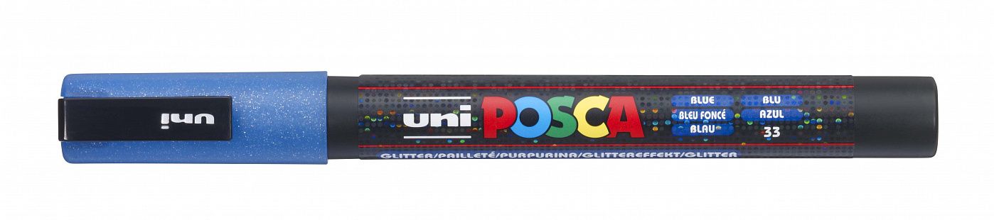 Маркер UNI POSCA PC-3ML, 0,9-1,3 мм, наконечник пулевидный, цвет синий с блёстками