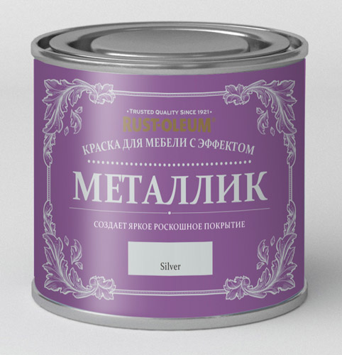 Краска для мебели с эффектом металлика Rust-oleum Chalky банка 125 мл, цвет серебро