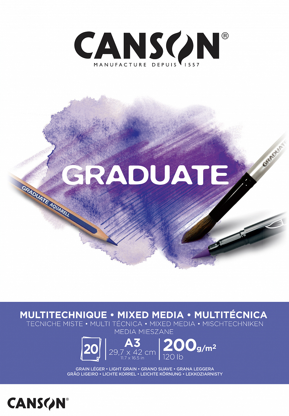 Альбом-склейка для смешанных техник Canson Graduate Mix Media 29,7x42 см 20 л 200 г