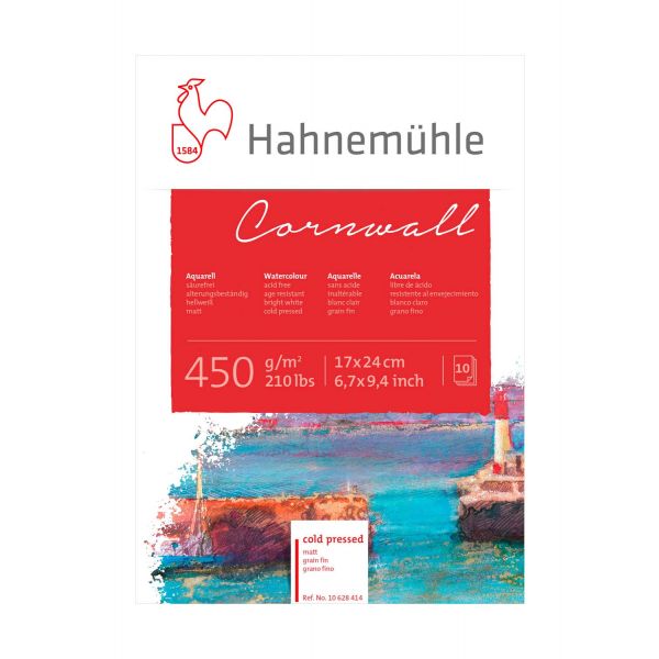 Альбом-склейка для акварели Hahnemuhle Cornwall 17х24 см 450 г 10 л среднее зерно, целлюлоза 100%