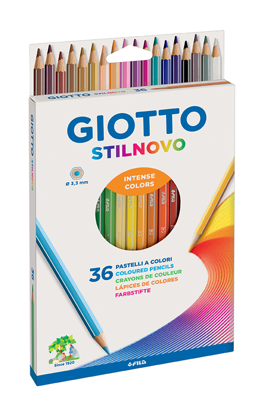 Набор карандашей цветных гексогональных Fila Giotto Stilnovo Ast 36 цв, в картонной коробке