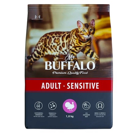 Mr.Buffalo SENSITIVE Сухой корм для кошек, индейка, 1,8 кг