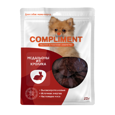 COMPLIMENT Лакомство для собак мини-пород Медальоны из кролика, 20 гр