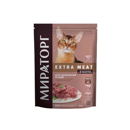 Мираторг EXTRA MEAT Сухой корм для домашних кошек старше 1 года, говядина Black Angus, 400 гр