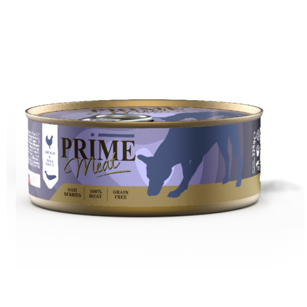 PRIME MEAT Курица с тунцом, филе в желе, для собак , 325 гр