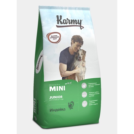 Karmy Junior Mini Полнорационный сухой корм для щенков мелких пород в возрасте до 1 года, с индейкой, 10 кг