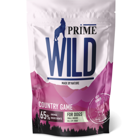PRIME WILD GF COUNTRY GAME Сухой корм для щенков и собак мини пород, с уткой и олениной, 500 гр