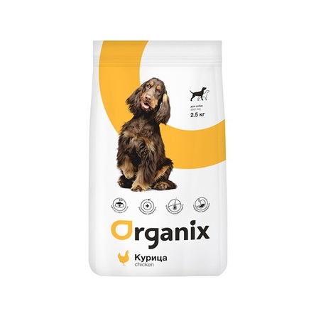 ORGANIX Adult Dog Сухой корм для взрослых собак всех пород с курицей и рисом, 2,5 кг