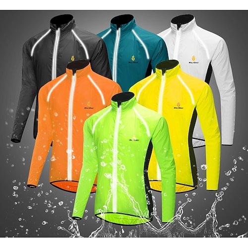 WOSAWE Men's Cycling Jacket Rain Jacket Winter Waterproof Sunscreen Windproof Breathable Bike Jacket Windbreaker Mountain Bike MTB Road Bike Cycling City Bike Cycling Navy Black White Bike Wear