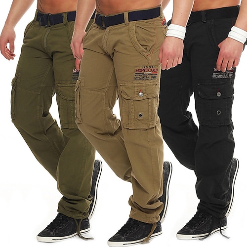 Men's Cargo Pants Cargo Trousers Pocket Plain Comfort Breathable Outdoor Daily Going out Fashion Casual Black Yellow