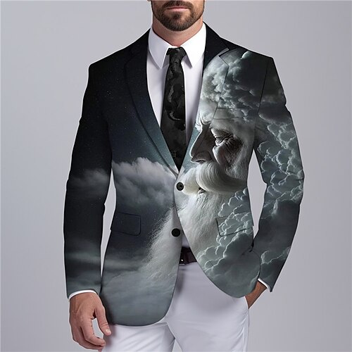 Men's Jackets  MiniInTheBox Santa Claus Business Abstract Men's Coat Blazer Christmas Work Wear to work Fall  Winter Turndown Long Sleeve Wine Blue Gray S M L Polyester Weaving Jacket