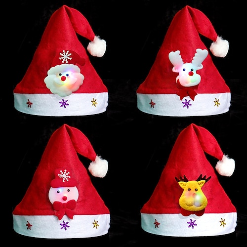 Santa Claus Christmas Hat Men's Women's Unisex Boys LED Christmas New Year Masquerade Party Christmas Hat