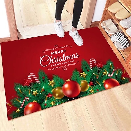 Christmas Door Mat Xmas Welcome Christmas Mat Non-Slip Bath Mat Area Rug Livingroon Rugs Winter Doormat Rubber Back Cartoon Door Mat Rugs for Indoor Outdoor