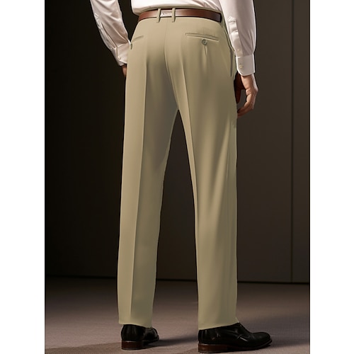 Men's Dress Pants Trousers Pleated Pants Suit Pants Pocket Plain Comfort Breathable Outdoor Daily Going out Fashion Casual Black Royal Blue
