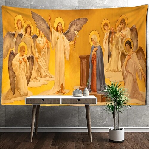 Vintage Religious Art Hanging Tapestry Floral Wall Art Large Tapestry Mural Decor Photograph Backdrop Blanket Curtain Home Bedroom Living Room Decoration
