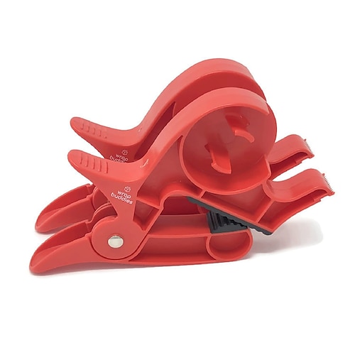 Wrap Buddies Wrapping Paper Clamps - 2 Gift Wrapping Paper Holder Clamps with Integrated Tape Dispensers, Simple Gift Wrap Table Clamps, Wrapping Paper Holder Clips and Tape Dispensers (Cherry Red)