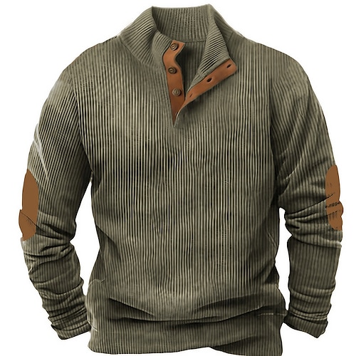 Men's Sweatshirt Army Green Blue Khaki Coffee Standing Collar Color Block Patchwork Sports  Outdoor Daily Holiday Streetwear Basic Casual Spring   Fall Clothing Apparel Hoodies Sweatshirts
